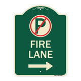 Fire Lane (No Parking Symbol and Right Arrow)