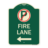 Fire Lane (No Parking Symbol and Left Arrow)