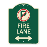 Fire Lane (No Parking Symbol and Arrow Pointing Left and Right)