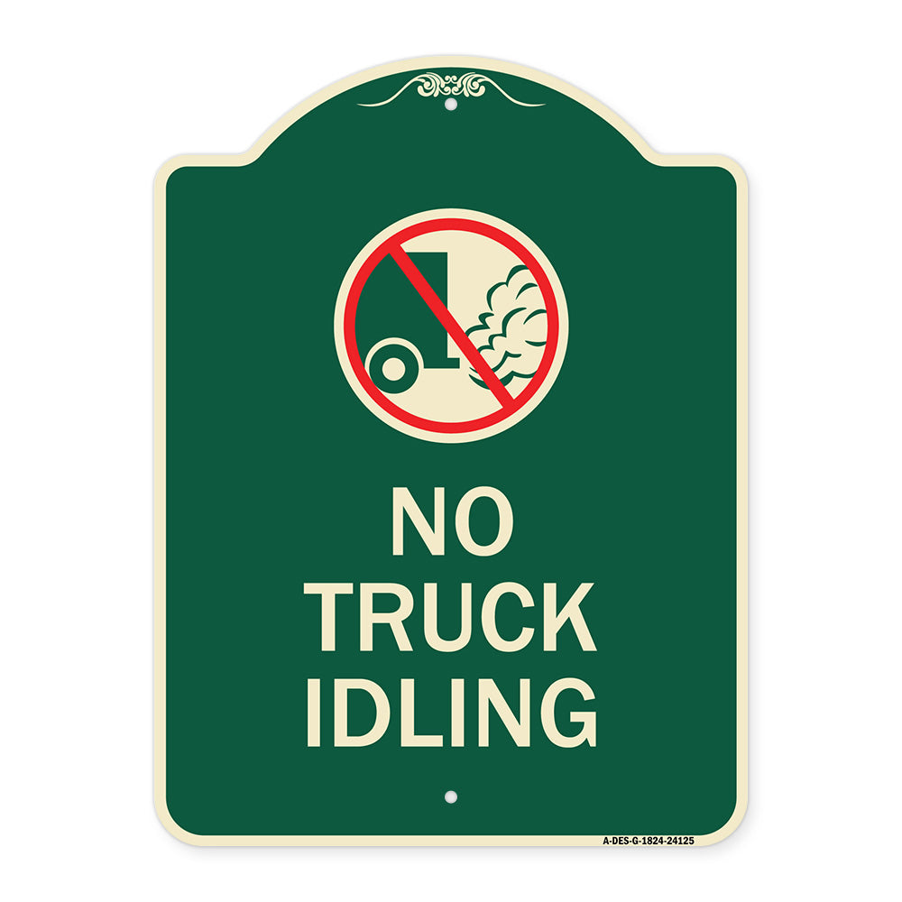 Driveway Sign No Truck Idling with Graphic