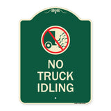 Driveway Sign No Truck Idling with Graphic