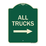 Driveway Sign All Trucks with Right Arrow
