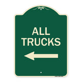 Driveway Sign All Trucks with Left Arrow