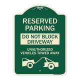 Do Not Block Driveway Unauthorized Vehicles Towed Away with Graphic