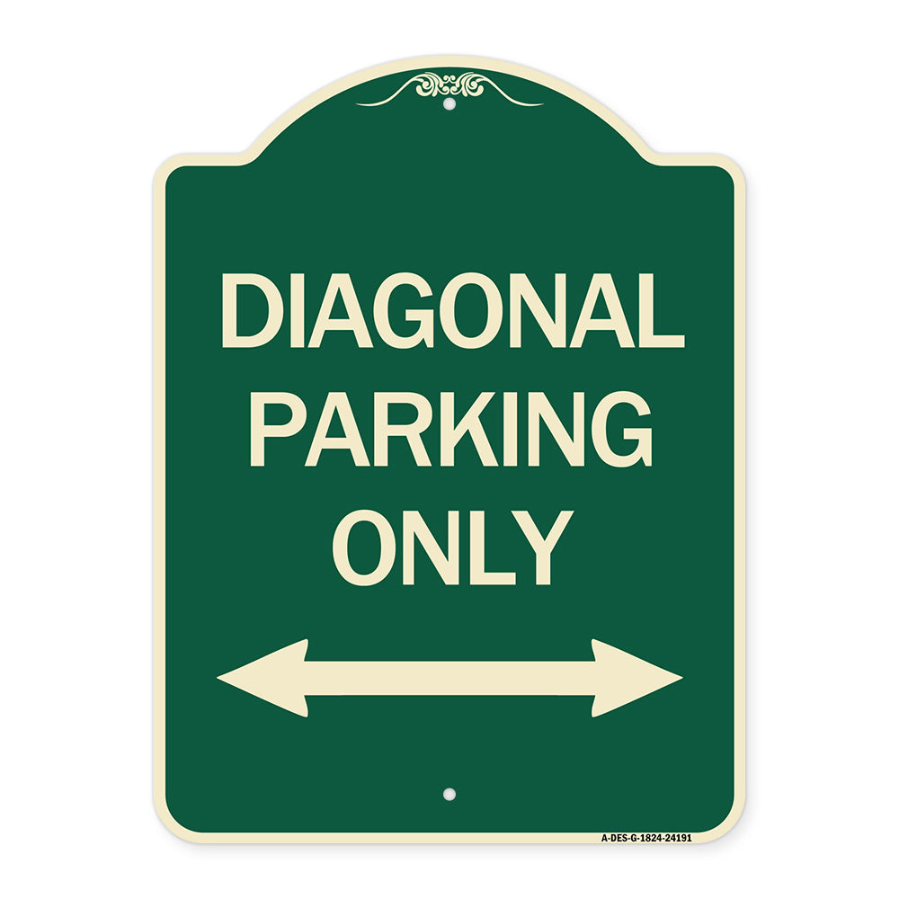 Diagonal Parking Only with Bidirectional Arrow
