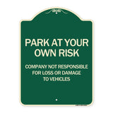 Company Not Responsible for Loss or Damage to Vehicles