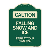 Caution Falling Snow and Ice Park at Your Own Risk