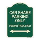 Car Share Parking Only Permit Required with Bidirectional Arrow