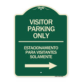 Bilingual Reserved Parking Sign Visitor Parking Only - Estacionamiento Para Visitantes Solamente (With Right Arrow)