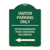 Bilingual Reserved Parking Sign Visitor Parking Only - Estacionamiento Para Visitantes Solamente (With Left Arrow)