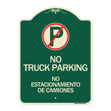 Bilingual No Parking Sign No Truck Parking No Estacionamiento De Camiones (With No Parking Symbol)