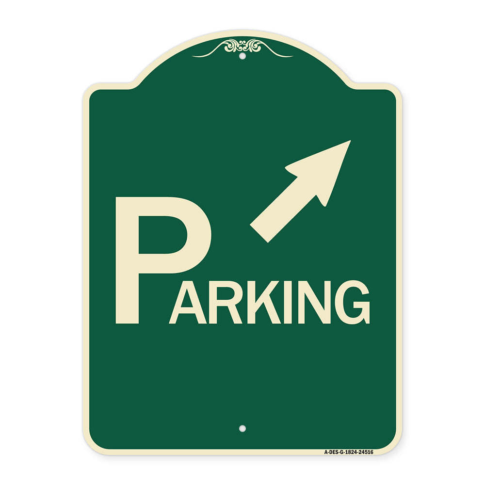 Parking with Arrow Pointing to Top Right