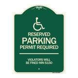 (Modern Isa Symbol) Connecticut Reserved Parking Permit Required Violators Will Be Fined Min $150
