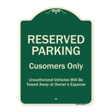Reserved Parking Customers Only Unauthorized Vehicles Will Be Towed Away At Owner Expense