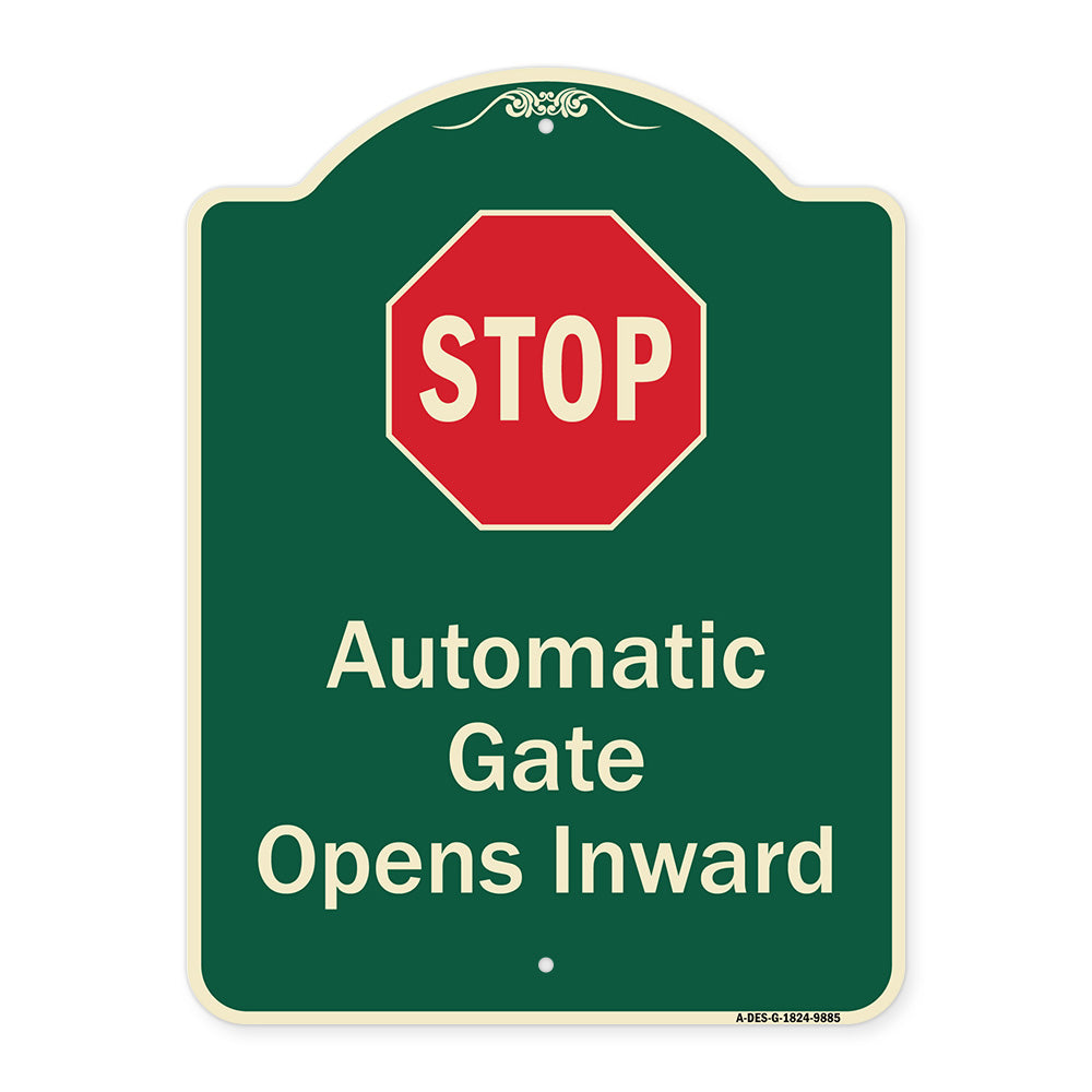 Stop, Automatic Gate, Opens Inward With Symbol