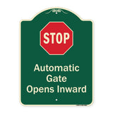 Stop, Automatic Gate, Opens Inward With Symbol