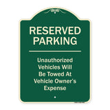 Reserved Parking Unauthorized Vehicles Will Be Towed At Vehicle Owner's Expense