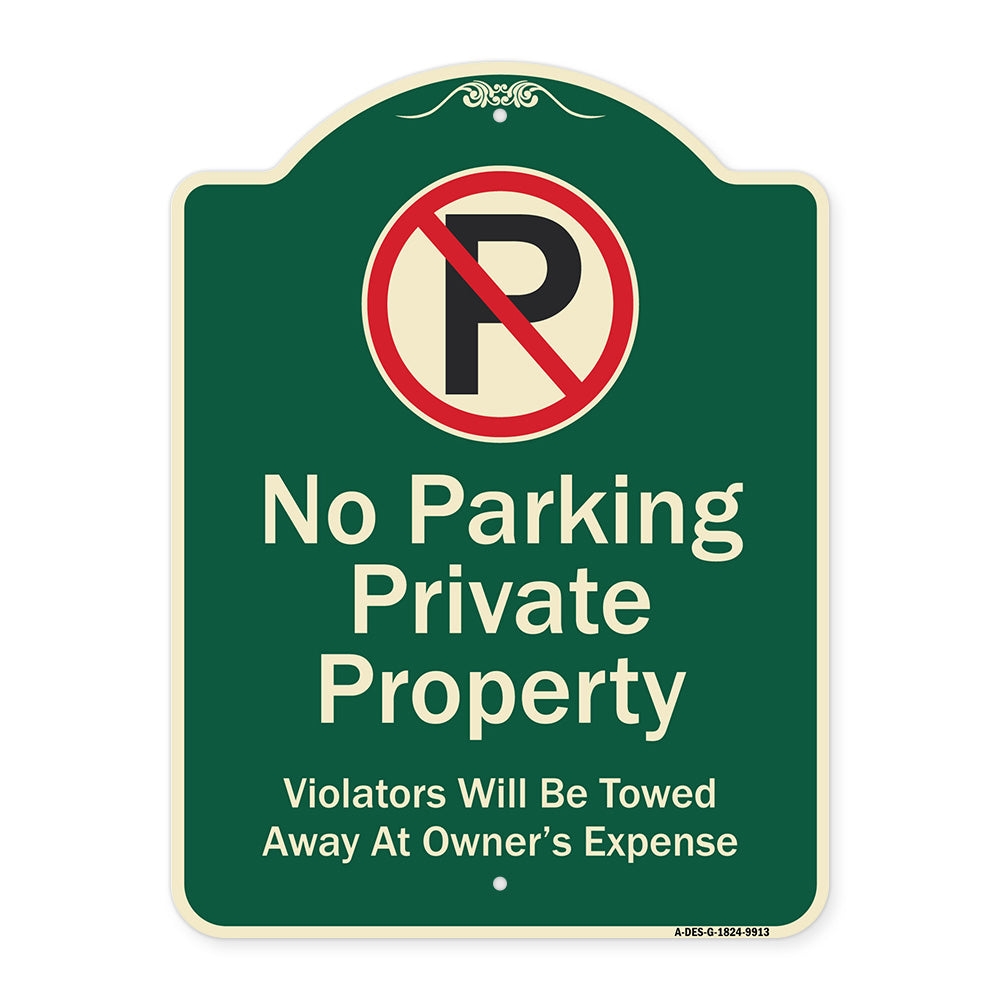 Private Property Violators Towed Away At Owner Expense With No Parking Symbol