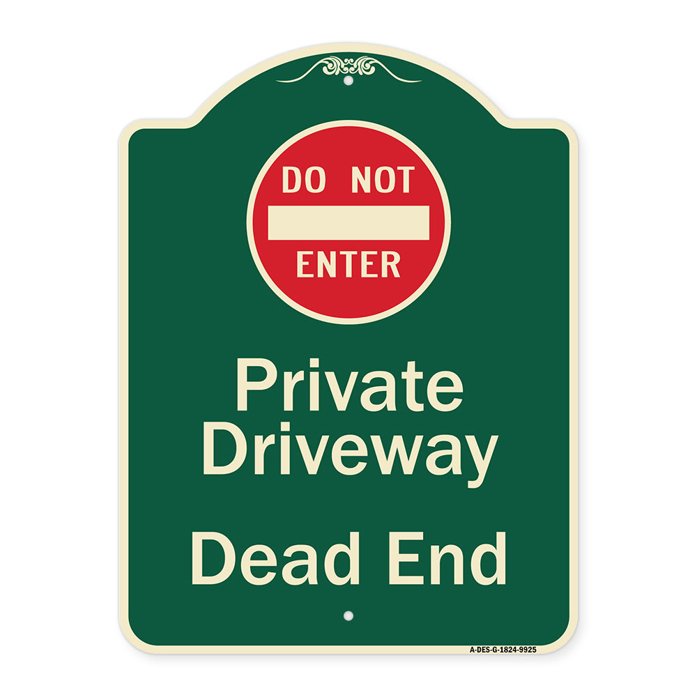 Private Driveway Dead End With Do Not Enter Symbol