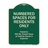 Numbered Spaces Residents Only Violators Will Be Towed Away At Vehicle Owners Expense