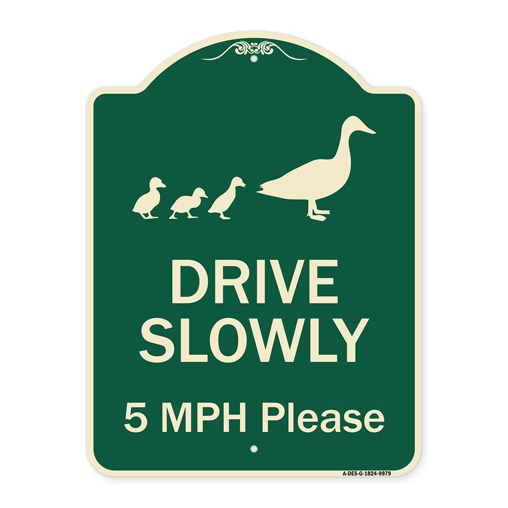 Drive Slowly 5 Mph Please With Duck And Ducklings Walking Graphic