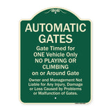 Automatic Gates, Gate Timed For One Vehicle Only