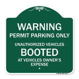 Warning Permit Parking Only Unauthorized Vehicles Booted at Vehicle Owner's Expense