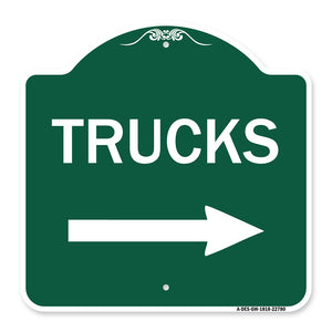 Trucks Sign Trucks (With Right Arrow)