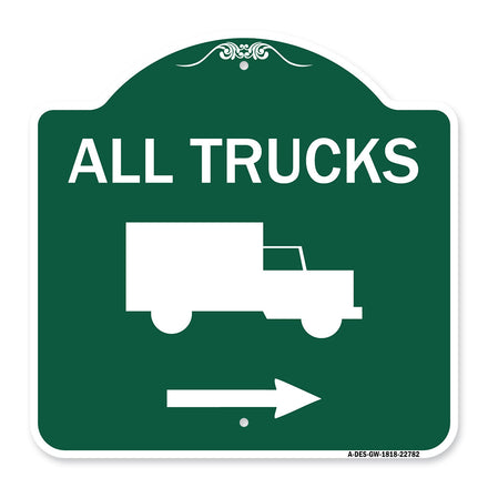 Trucks Sign All Trucks (With Truck Symbol & Right Arrow)