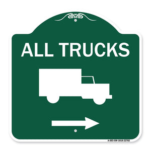 Trucks Sign All Trucks (With Truck Symbol & Right Arrow)