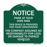 This Space Is Provided for Your Convenience - the Company Assumes No Responsibility for Loss or Damage to Parked Vehicles