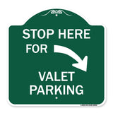 Stop Here for Valet Parking (Right Arrow)