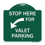 Stop Here for Valet Parking (Left Arrow)