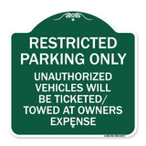Restricted Parking Only Unauthorized Vehicles Will Be Ticketed Towed at Owners Expense