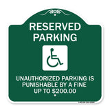 Reserved Parking Unauthorized Parking Is Punishable by A Fine Up to $200 (With Handicapped Graphic)