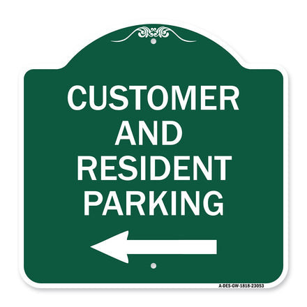 Reserved Parking Sign Customer and Visitor Parking (With Left Arrow)