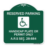 Reserved Parking Handicap Plate or Permit Only A.R.S Sec. 28-884 (Handicapped Symbol)