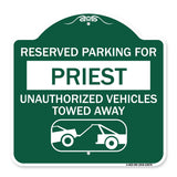 Reserved Parking for Priest Unauthorized Vehicles Towed Away (With Tow Away Graphic)
