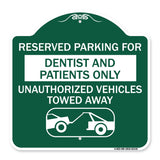 Reserved Parking for Dentists and Patients Only Unauthorized Vehicles Towed Away (With Car Tow Graphic)