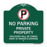 Private Property Violators Towed Away at Owner Expense with No Parking Symbol