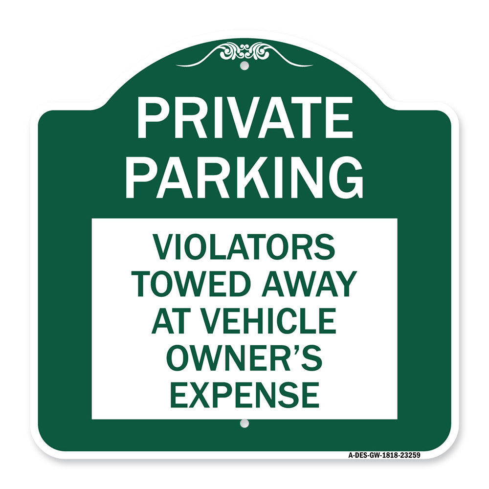Private Parking Violators Towed Away at Vehicle Owner's Expense