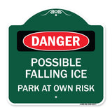 Possible Falling Ice - Park at Own Risk