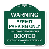 Permit Parking Only Unauthorized Vehicles Booted at Vehicle Owner's Expense