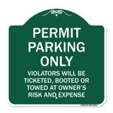 Permit Parking Only Violators Will Be Ticketed Booted or Towed at Owner's Risk and Expense