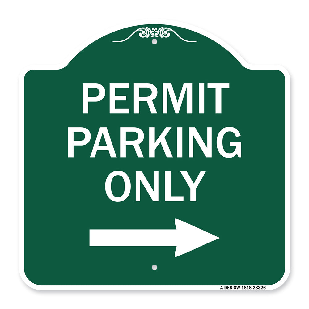 Permit Parking Only (With Right Arrow)