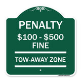 Penalty $100 - $500 Fine Tow Away Zone Virginia Handicap Supplementary Sign