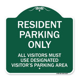 Parking Sign Resident Parking Only All Visitors Must Use Designated Visitors Parking Area