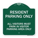 Parking Sign Resident Parking Only All Visitors Must Park in Visitor Parking Area Only