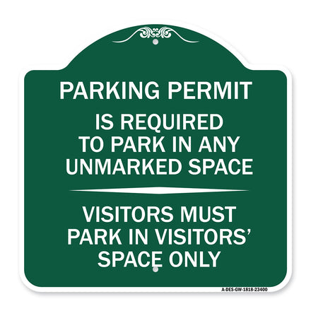 Parking Permit Is Required to Park in ANY Unmarked Space - Visitors Must Park in Visitors' Space Only