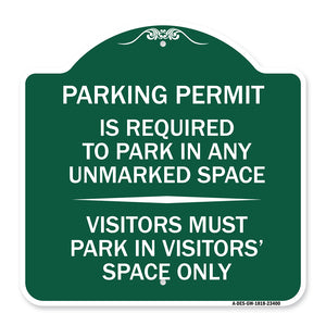 Parking Permit Is Required to Park in ANY Unmarked Space - Visitors Must Park in Visitors' Space Only